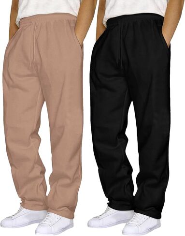 JiXiang Mens Sweatpants Casual Lounge Pants 3 Pack Sweatpants Loose Elastic Waist Drawstring Jogger Sport Baggy Sweat Pants in Saudi Arabia