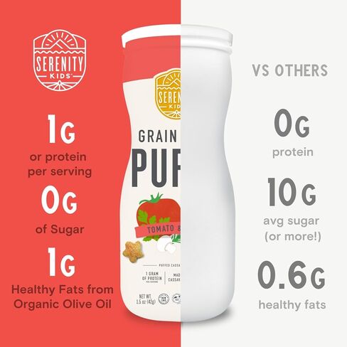 سيرينيتي للأطفال بعمر 6+ أشهر، وجبات خفيفة خالية من الحبوب للأطفال الصغار والرضع | خالي من السكر المضاف، خالي من الغلوتين والأرز، خالي من مسببات الحساسية | مصنوع من الكسافا العضوية والخضار والأعشاب | مجموعة متنوعة من مرق العظام | 6 عدد in Kuwait