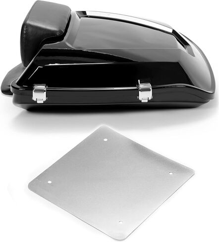 Hecasa Razor Trunk W/مسند الظهر المسطح متوافق مع 1997-2024 Harley Davidson Touring Road King ، Road Electra Street Glide ، CVO ، Thul Classic CVO Motorcycle Trunk W/قاعدة صفيحة معدنية in Saudi Arabia