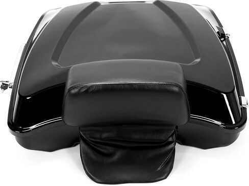 Hecasa Razor Trunk W/مسند الظهر المسطح متوافق مع 1997-2024 Harley Davidson Touring Road King ، Road Electra Street Glide ، CVO ، Thul Classic CVO Motorcycle Trunk W/قاعدة صفيحة معدنية in Saudi Arabia