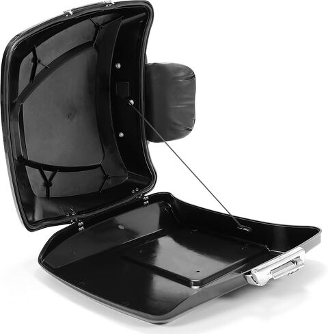 Hecasa Razor Trunk W/مسند الظهر المسطح متوافق مع 1997-2024 Harley Davidson Touring Road King ، Road Electra Street Glide ، CVO ، Thul Classic CVO Motorcycle Trunk W/قاعدة صفيحة معدنية in Saudi Arabia