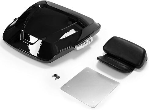 Hecasa Razor Trunk W/مسند الظهر المسطح متوافق مع 1997-2024 Harley Davidson Touring Road King ، Road Electra Street Glide ، CVO ، Thul Classic CVO Motorcycle Trunk W/قاعدة صفيحة معدنية in Saudi Arabia