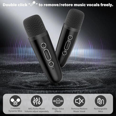 JYX Mini Karaoke Machine for Kids, Portable Bluetooth Karaoke Speaker Unpowered Cabinets with 2 Wireless Microphones and Party Lights for Adults, Birthday Gifts for Girls Boys Family Home Party(Beige) in Kuwait