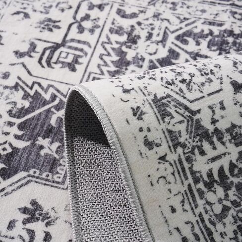 Retro 5x7 Area Rug - Vintage Washable Rug for Living Room with Non-Slip Low-Pile Traditional Medallion Rugs with Stain Resistant Foldable Accent Distressed Rug Indoor Thin Rug in Saudi Arabia