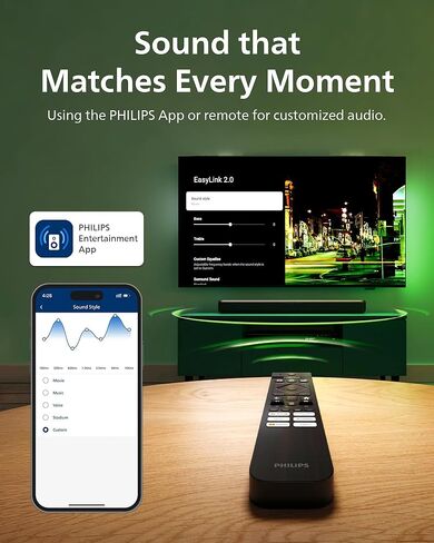 مكبر صوت فيليبس 2.0 مع HDMI ARC وبلوتوث 5.4 - دولبي ديجيتال بلس، DTS Virtual:X، Roku TV Ready، 120 واط، موديل B5109 in Saudi Arabia
