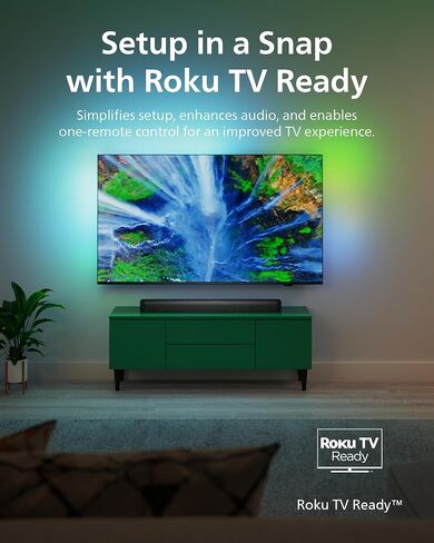 مكبر صوت فيليبس 2.0 مع HDMI ARC وبلوتوث 5.4 - دولبي ديجيتال بلس، DTS Virtual:X، Roku TV Ready، 120 واط، موديل B5109 in Saudi Arabia