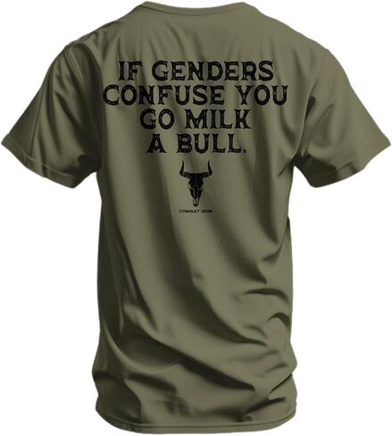 Combat Iron Men's Graphic T-Shirt | Go Milk a Bull | Cotton-Poly Blend | Athletic Fit, Tagless Comfort in Saudi Arabia