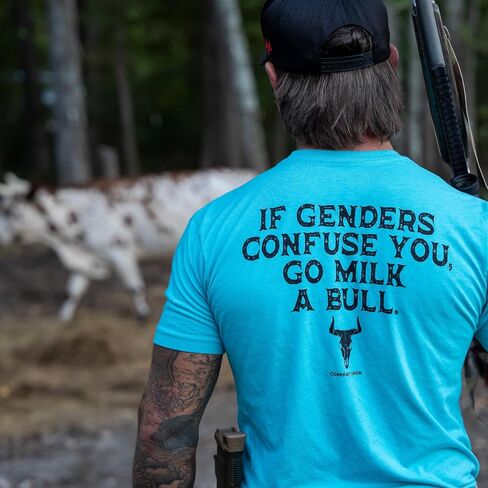 Combat Iron Men's Graphic T-Shirt | Go Milk a Bull | Cotton-Poly Blend | Athletic Fit, Tagless Comfort in Saudi Arabia