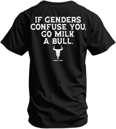 Combat Iron Men's Graphic T-Shirt | Go Milk a Bull | Cotton-Poly Blend | Athletic Fit, Tagless Comfort in Saudi Arabia
