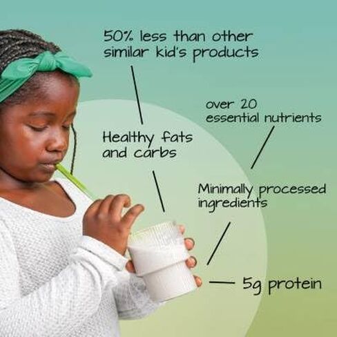 مسحوق مخفوق البروتين للأطفال ذو الأصل النباتي من شركة Else Nutrition للأعمار من 2 إلى 12 عامًا. مخفوق التغذية الكاملة من فيرست كيدز خالي من الألبان مع البروتين النباتي و25 فيتامين ومعادن، الفانيليا، عبوة واحدة in Kuwait