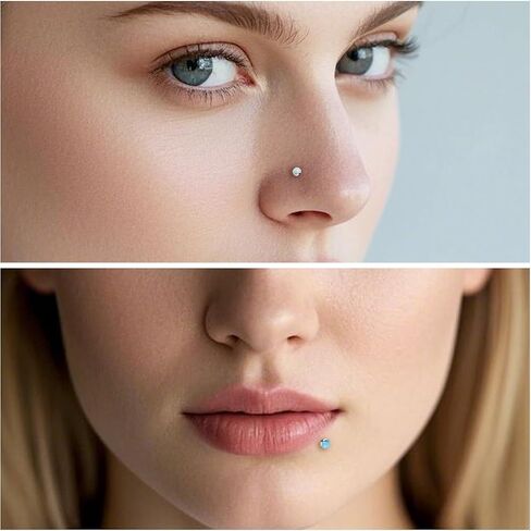 Ruifan Titanium Flat Back Lip Rings Pushless Push in arics Studs Rings Note Rings 20g 18G 16G Mix Mix Mix Colors Opal Tragus Cartilage Rook Helix Conch Labret Medusa Percing Jewelry for Women Men Men in Saudi Arabia