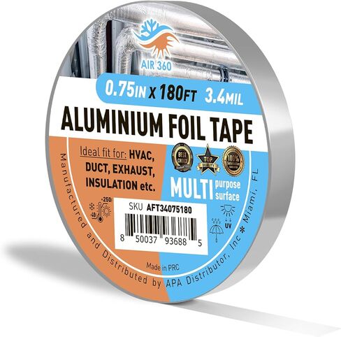 Heavy Duty 0,75" x100 ft Aluminum Foil Tape for HVAC and Pipe Repair - 0.75 Inch Heat Resistant Duct Tape for Air Conditioner Sealing, Waterproof, High Temp Insulation, and Ventilation Ducts in Saudi Arabia