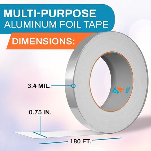 Heavy Duty 0,75" x100 ft Aluminum Foil Tape for HVAC and Pipe Repair - 0.75 Inch Heat Resistant Duct Tape for Air Conditioner Sealing, Waterproof, High Temp Insulation, and Ventilation Ducts in Saudi Arabia