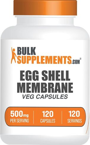 BulkSupplements.com Egg Shell Membrane Collagen Capsules - Collagen Supplement, Nutritional Supplement, Egg Shell Membrane 500mg - Gluten Free, 1 Capsule per Serving, 120 Count (Pack of 1) in Saudi Arabia
