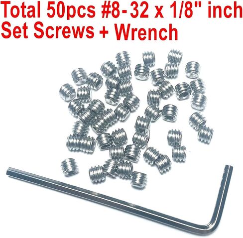 50pcs Set Screws 8-32 x 1/4 inch 304 Stainless Steel Allen Head Hex Hexagon Socket Set Screws with 5/64 Allen Wrench,Set Grub Screws Hex Allen Head Socket Set Screws.(1/4" Length) in Saudi Arabia