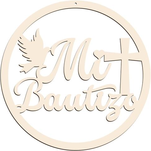 AHANDMAKER Mi Bautizo Wooden Sign Baby Shower Supplies Wood Letters Sign Decorations Photo Booth Mi Bautizo for Baby Shower Hanging Wall Ornaments Photo Booth, 11.8 inch in Saudi Arabia
