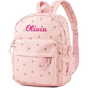 MT WORLD Floral Backpack Personalized Daycare Backpack with Name 16inch Flower Daypack with 2 Side Pockets & Spacious Interior Custom Daycare Bag for Overnight Daily Activities Birthday Gifts (Pink) in Saudi Arabia