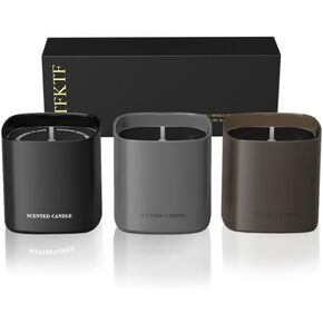 Scented Candles for Men - 3 Pack Teakwood Mens Candles Gift Set | Essential Oil Soy Wax Candle | Luxury Masculine Gifts for Him, Husband, Boyfriend in Saudi Arabia