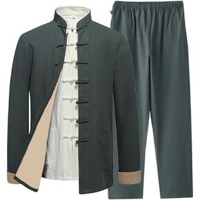 Gvilty Mens Classic Kung Fu Arts Arts Set من 3 - Cotton Linen Tai chi uniform tang suit bants in Kuwait