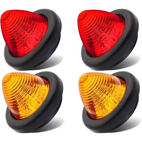 2 Inch Amber LED 12V DC Round Side Marker Beehive Cone Lights Trailer for Truck Lorry Cabin Bus Pickup with Rubber Grommets OL12 [Pack of 7] in Kuwait