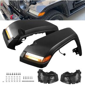 Front Fender Flares w/Lights Compatible with Jeep Wrangler JL JLU/Rubicon 2/4-Door 2018-2024 High Top Flares 4PCS Unpainted Paintable in Kuwait