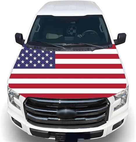 American Car Hood Cover - 59x51 in Car Hood Cover Eagle Flag Bonnet Banner with 2 Adjustable Triangular Fasteners, Universal Fit for Trucks, SUV in Kuwait