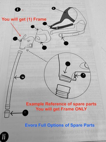 Compare Spare Replacement Accessory a Clear Plastic Frame Holder for FP Evora Full Face mask Option. Frame Only. Use with a Full Tube, Full mask & Full Standard Headgear. NOT Included. in Kuwait