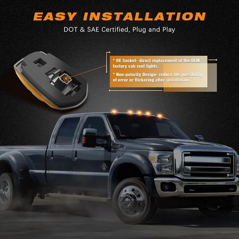 5Pcs LED Cab Lights, Amber Cab Roof Marker Lights Plug and Play Direct Replacement Compatible with Ford F250 F350 F450 F550 Pickup Trucks 2017-2024,Replace HC3Z15442E HC3Z-15442-E in Saudi Arabia
