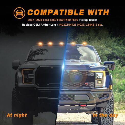 5Pcs LED Cab Lights, Amber Cab Roof Marker Lights Plug and Play Direct Replacement Compatible with Ford F250 F350 F450 F550 Pickup Trucks 2017-2024,Replace HC3Z15442E HC3Z-15442-E in Saudi Arabia