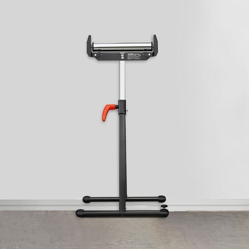VEVOR Roller Stand, 250 lb Load Capacity, 27 in-43 in Adjustable Height, Folding Heavy Duty with Edge Guides & 11.5 in Polished Steel Roller Head, for Table Saw Outfeed Woodworking Extension Support in Kuwait