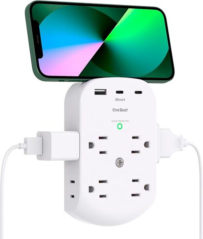2 Pack Surge Protector Outlet, Multi Plug Outlet Adapter with 6 Wall Outlets 2 USB Wall Charger (1 USB C Port), Wall Outlet Extender, Multiple Outlet Wall Plug Splitter for Home Office Dorm Room in Kuwait