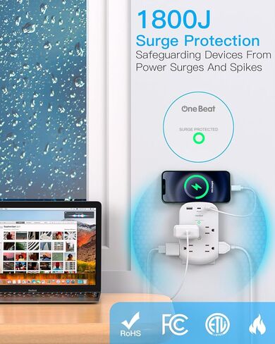 2 Pack Surge Protector Outlet, Multi Plug Outlet Adapter with 6 Wall Outlets 2 USB Wall Charger (1 USB C Port), Wall Outlet Extender, Multiple Outlet Wall Plug Splitter for Home Office Dorm Room in Kuwait