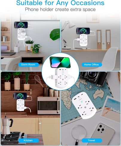 2 Pack Surge Protector Outlet, Multi Plug Outlet Adapter with 6 Wall Outlets 2 USB Wall Charger (1 USB C Port), Wall Outlet Extender, Multiple Outlet Wall Plug Splitter for Home Office Dorm Room in Kuwait