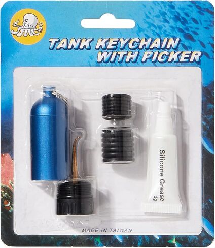 Scuba Choice Scuba Diving Mini Tank Key Ring with O-Rings and Silicone Grease 3g, Silver in Saudi Arabia