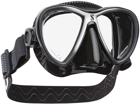 Scubapro Synergy Twin Mask with Comfort Strap - Black/Silver - Black Silicone - Mirrored Lens in Saudi Arabia