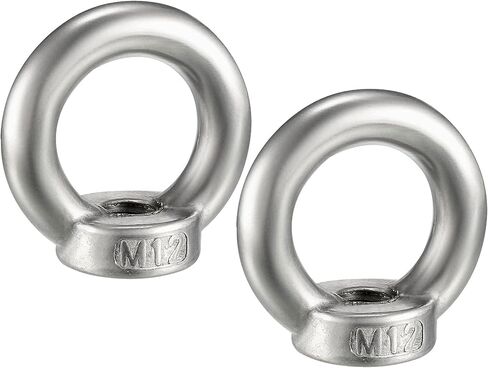 2 Pcs Lifting Eye Nuts Ring - Chandelier Fence Stainless Steel Female Thread Machinery Eye Nuts Apply to Lifting Eye Bolt (M8, Silver Tone) in Saudi Arabia