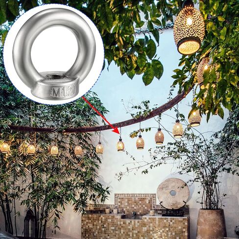 2 Pcs Lifting Eye Nuts Ring - Chandelier Fence Stainless Steel Female Thread Machinery Eye Nuts Apply to Lifting Eye Bolt (M8, Silver Tone) in Saudi Arabia