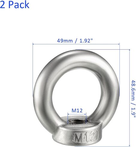 2 Pcs Lifting Eye Nuts Ring - Chandelier Fence Stainless Steel Female Thread Machinery Eye Nuts Apply to Lifting Eye Bolt (M8, Silver Tone) in Saudi Arabia