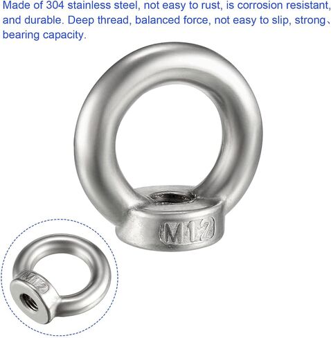 2 Pcs Lifting Eye Nuts Ring - Chandelier Fence Stainless Steel Female Thread Machinery Eye Nuts Apply to Lifting Eye Bolt (M8, Silver Tone) in Saudi Arabia