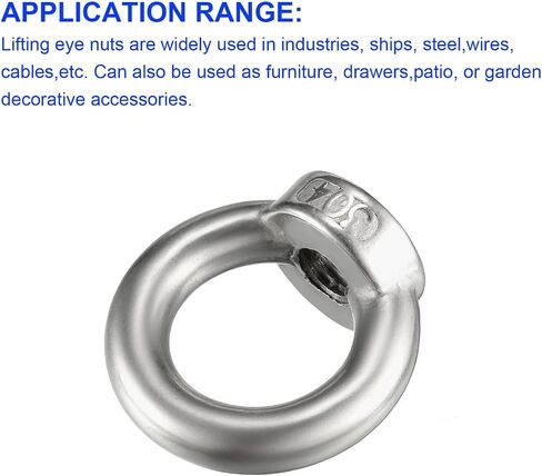 2 Pcs Lifting Eye Nuts Ring - Chandelier Fence Stainless Steel Female Thread Machinery Eye Nuts Apply to Lifting Eye Bolt (M8, Silver Tone) in Saudi Arabia