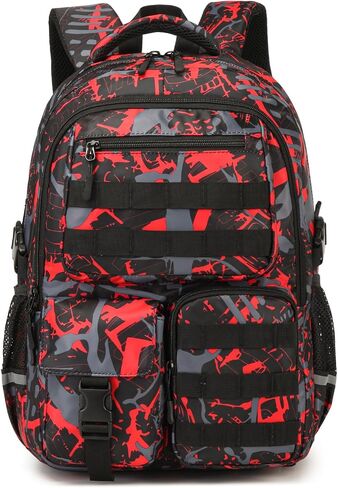 School Backpack for Boys Lightweight Bookbag for Kids Children Teens Elementary Middle School, Camo Boys Backpacks Back to School Gifts, Red in Kuwait