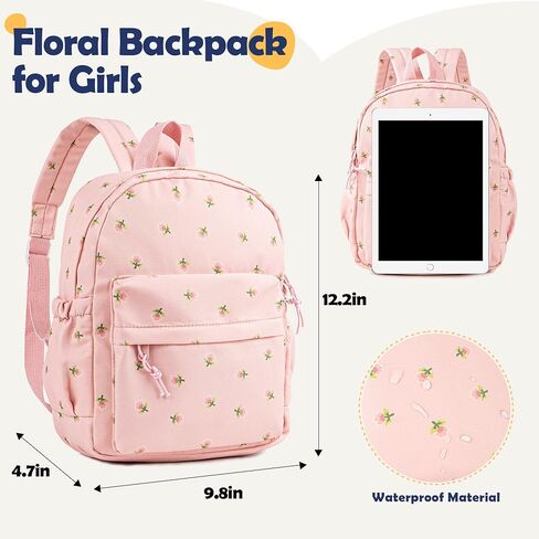 MT WORLD Floral Backpack Personalized Daycare Backpack with Name 16inch Flower Daypack with 2 Side Pockets & Spacious Interior Custom Daycare Bag for Overnight Daily Activities Birthday Gifts (Pink) in Saudi Arabia