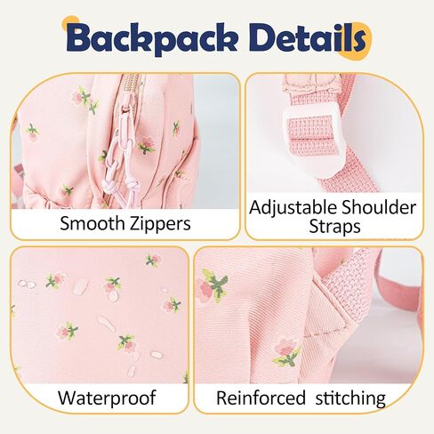 MT WORLD Floral Backpack Personalized Daycare Backpack with Name 16inch Flower Daypack with 2 Side Pockets & Spacious Interior Custom Daycare Bag for Overnight Daily Activities Birthday Gifts (Pink) in Saudi Arabia