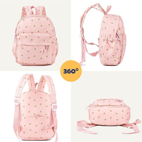 MT WORLD Floral Backpack Personalized Daycare Backpack with Name 16inch Flower Daypack with 2 Side Pockets & Spacious Interior Custom Daycare Bag for Overnight Daily Activities Birthday Gifts (Pink) in Saudi Arabia
