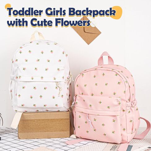 MT WORLD Floral Backpack Personalized Daycare Backpack with Name 16inch Flower Daypack with 2 Side Pockets & Spacious Interior Custom Daycare Bag for Overnight Daily Activities Birthday Gifts (Pink) in Saudi Arabia