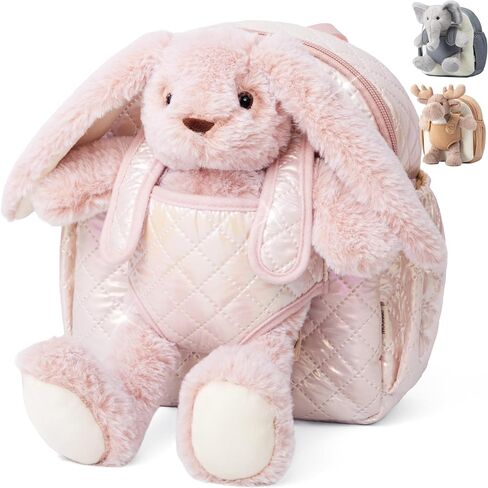 Moonkie Hug & Go™ Bunny Toddler Backpack – Soft Plush Bag with Detachable Toy for Girls Aged 2–4 | Perfect for Daycare | Travel & Birthday Gifts in Saudi Arabia