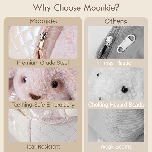 Moonkie Hug & Go™ Bunny Toddler Backpack – Soft Plush Bag with Detachable Toy for Girls Aged 2–4 | Perfect for Daycare | Travel & Birthday Gifts in Saudi Arabia
