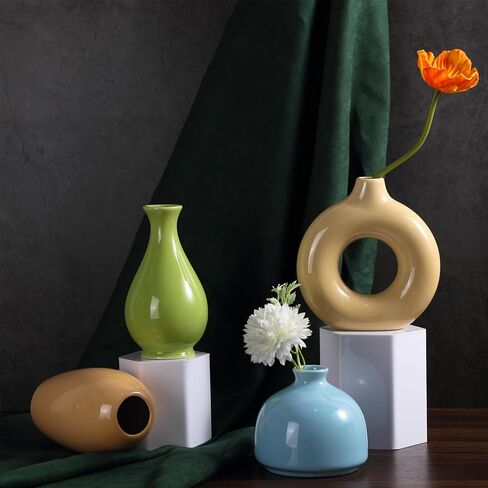 مجموعة مزهرية سيراميك مكونة من 8 قطع ديكور منزلي ريفي حديث لمزرعة مزهريات زهور صغيرة بكميات كبيرة لطاولة غرفة المعيشة والمكتب وغرفة النوم والمطبخ ومدخل الرف وديكورات الرف (لون موراندي) in Kuwait