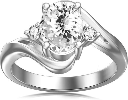 1.4ct Oval Birthstone Rings for Women 925 Sterling Silver Minimalist Created Zircon Rings Personalized Engraved Name Ring Birthday Promise Jewelry Gift for Women (with Gift Box) in Saudi Arabia