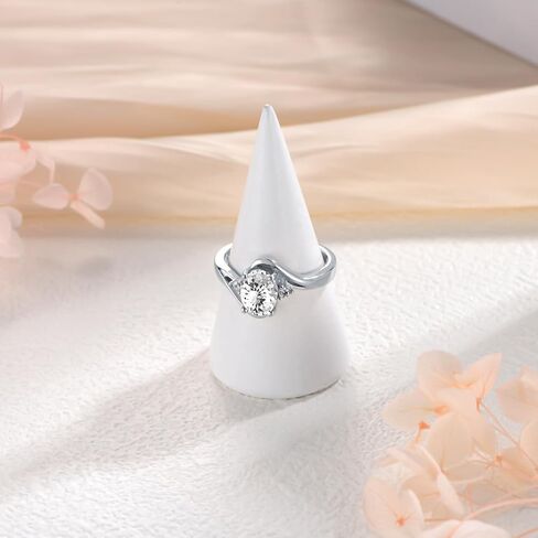 1.4ct Oval Birthstone Rings for Women 925 Sterling Silver Minimalist Created Zircon Rings Personalized Engraved Name Ring Birthday Promise Jewelry Gift for Women (with Gift Box) in Saudi Arabia